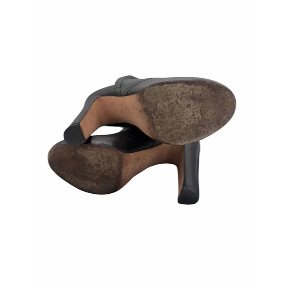 Chanel Black Leather Chain Details Ankle Booties US 8